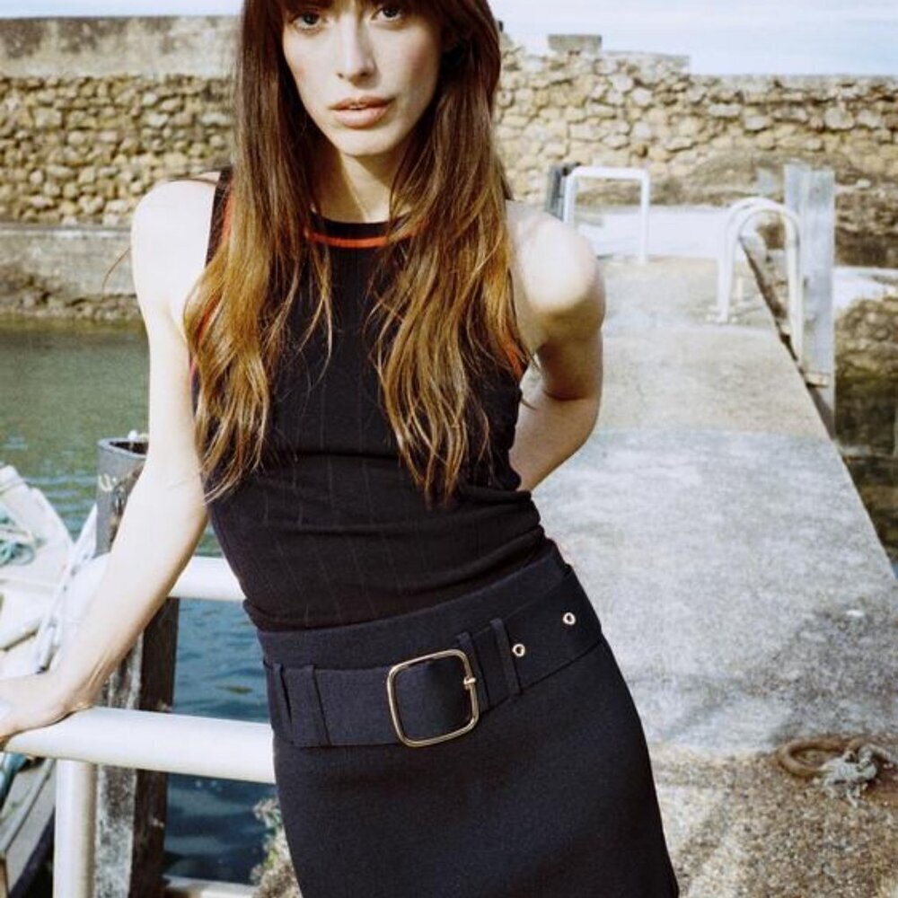 ZARA KNITTED MINI SKIRT WITH BELT SIZE M 4192/035/401